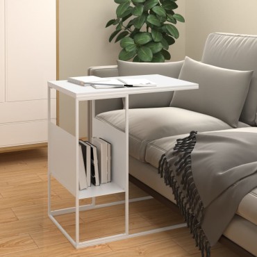vidaXL Τραπέζι Βοηθητικό Λευκό 55x36x59,5cm από Επεξεργασμένο Ξύλο 1 τεμ.