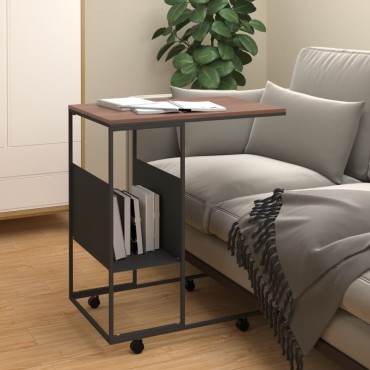 vidaXL Βοηθητικό Τραπέζι με Ρόδες Μαύρο 55x36x63,5cm Επεξ. Ξύλο