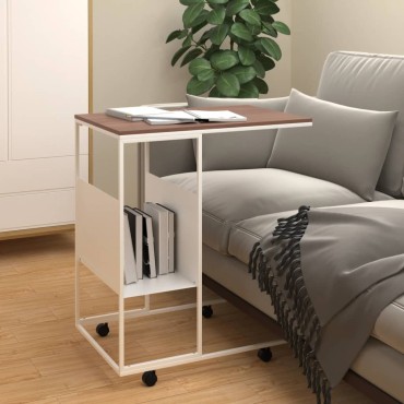 vidaXL Βοηθητικό Τραπέζι με Ρόδες Λευκό 55x36x63,5cm Επεξ. Ξύλο