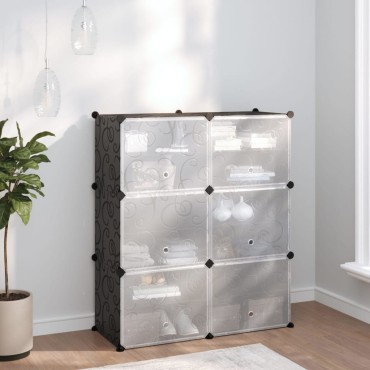 vidaXL Παπουτσοθήκη Μαύρη 84,5x31x93,5cm από Πολυπροπυλένιο