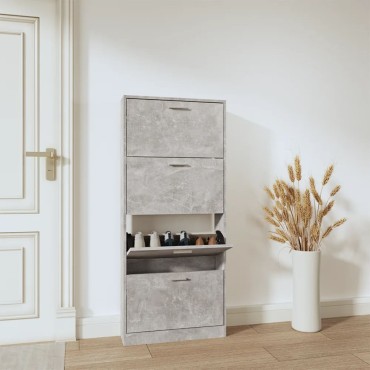 vidaXL Παπουτσοθήκη Γκρι Σκυροδέματος 59x17x150cm Επεξεργασμένο Ξύλο