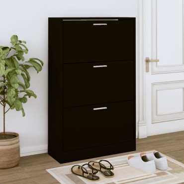 vidaXL Παπουτσοθήκη Μαύρη 63x24x103cm από Επεξεργασμένο Ξύλο