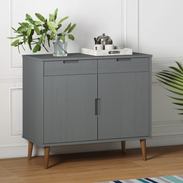 vidaXL Ντουλάπι MOLDE Γκρι 90x40x80cm από Μασίφ Ξύλο Πεύκου 1 τεμ.