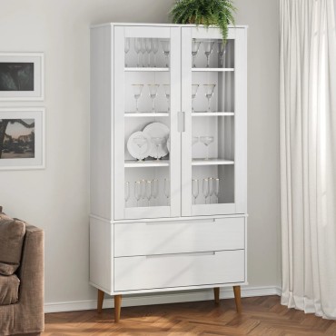 vidaXL Βιτρίνα MOLDE Λευκή 90x35x175cm από Μασίφ Ξύλο Πεύκου 1 τεμ.
