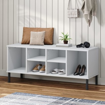 vidaXL Παπουτσοθήκη OSLO Λευκή 106x35x45cm Μασίφ Ξύλο με Μετ. Πόδια