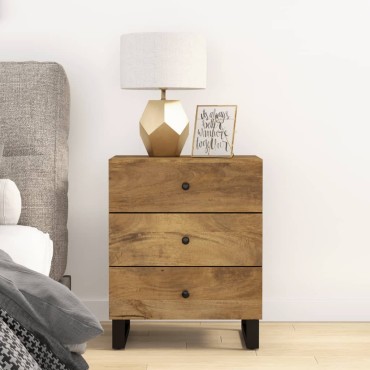 vidaXL Κομοδίνο 50x33x62cm από Μασίφ Ξύλο Μάνγκο & Επεξ. Ξύλο 1 τεμ.
