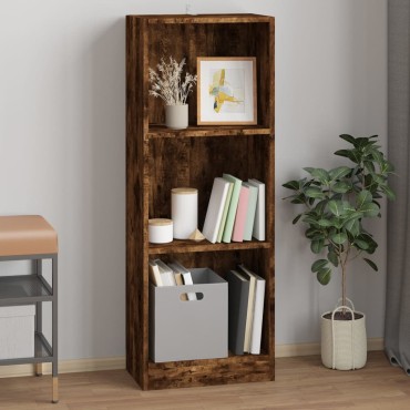 vidaXL Βιβλιοθήκη με 3 Ράφια Καπνιστή Δρυς 40x24x109cm Επεξεργ. Ξύλο 1 τεμ.