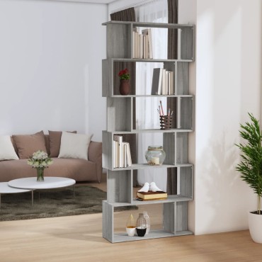 vidaXL Βιβλιοθήκη/Διαχωρ. Χώρου Γκρι Sonoma 80x24x192cm Επεξεργ. Ξύλο 1 τεμ.