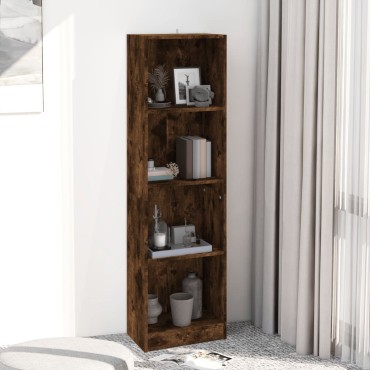 vidaXL Βιβλιοθήκη με 4 Ράφια Καπνιστή Δρυς 40x24x143cm Επεξεργ. Ξύλο 1 τεμ.