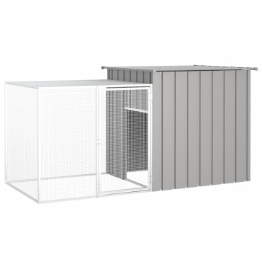 vidaXL Κοτέτσι - Κλουβί Γκρι 200x91x100 εκ. από Γαλβανισμένο Χάλυβα