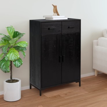vidaXL Παπουτσοθήκη Μαύρη 75x40x110cm από Μασίφ Ξύλο Πεύκου