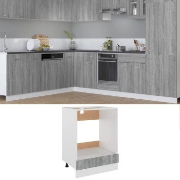 vidaXL Ντουλάπι Φούρνου "Riga" Γκρι Sonoma 60x46x81,5cm από Τεχνητό Ξύλο 1 τεμ.