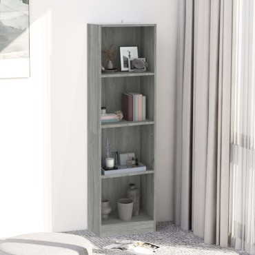 vidaXL Βιβλιοθήκη με 4 Ράφια Γκρι Sonoma 40x24x143cm Επεξεργ. Ξύλο 1 τεμ.
