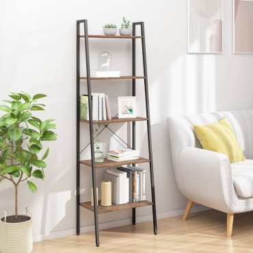 vidaXL Ραφιέρα 5 Επιπέδων Σκούρο Καφέ & Μαύρο 56x35x174cm 1 τεμ.