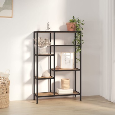 vidaXL Βιβλιοθήκη 80x30x120cm από Ατσάλι και Επεξεργασμένο Ξύλο 1 τεμ.