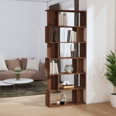 vidaXL Βιβλιοθήκη/Διαχωρ. Χώρου Καφέ Δρυς 80x24x192cm Επεξεργ. Ξύλο 1 τεμ.