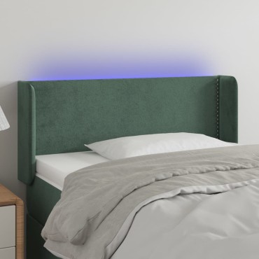 vidaXL Κεφαλάρι Κρεβατιού LED Σκούρο Πράσινο 103x16x78/88cm Βελούδινο 1 τεμ.