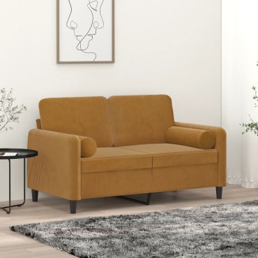 vidaXL Μαξιλάρια Διακοσμητικά 2 τεμ. Καφέ Ø15x50 εκ. Βελούδινα