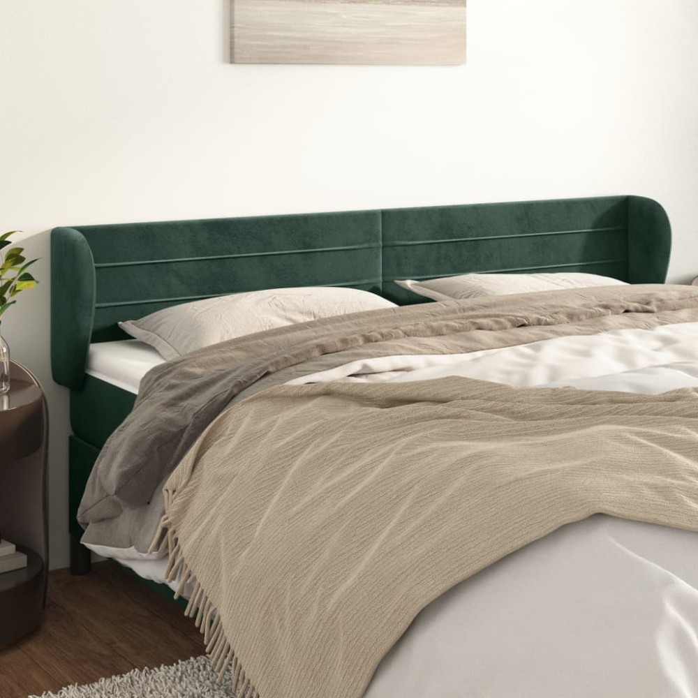 vidaXL Κεφαλάρι με Πτερύγια Σκούρο Πράσινο 183x23x78/88cm Βελούδινο 1 τεμ.