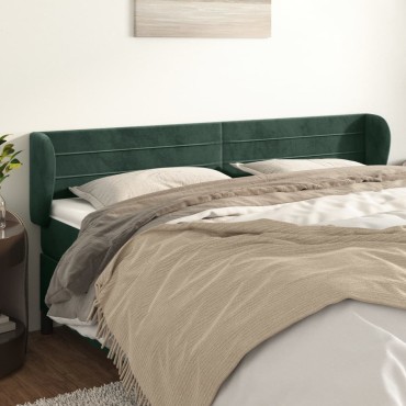 vidaXL Κεφαλάρι με Πτερύγια Σκούρο Πράσινο 183x23x78/88cm Βελούδινο 1 τεμ.