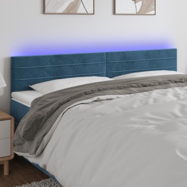 vidaXL Κεφαλάρι Κρεβατιού LED Σκούρο Μπλε 180x5x78/88cm Βελούδινο 1 τεμ.