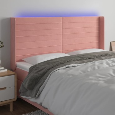 vidaXL Κεφαλάρι Κρεβατιού LED Ροζ 183x16x118/128cm Βελούδινο 1 τεμ.