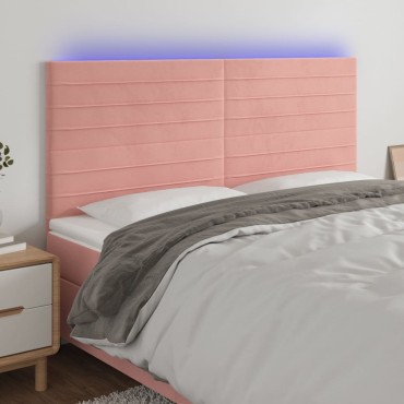 vidaXL Κεφαλάρι Κρεβατιού LED Ροζ 180x5x118/128cm Βελούδινο 1 τεμ.