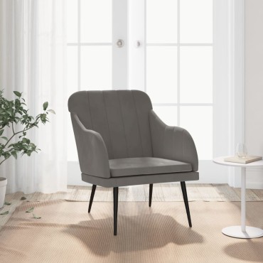 vidaXL Πολυθρόνα Σκούρο Γκρι 63x76x80cm Βελούδινη 1 τεμ.