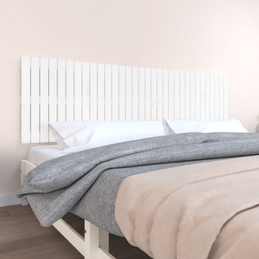 vidaXL Κεφαλάρι Τοίχου Λευκό 204x3x60cm από Μασίφ Ξύλο Πεύκου 1 τεμ.