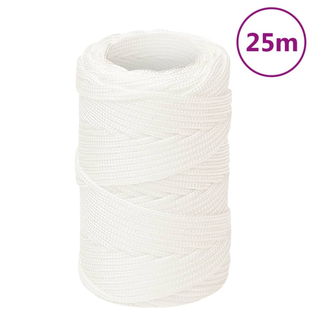 vidaXL Σχοινί Ναυτιλίας Ολόλευκο 2 χιλ. 25 μ. από Πολυπροπυλένιο