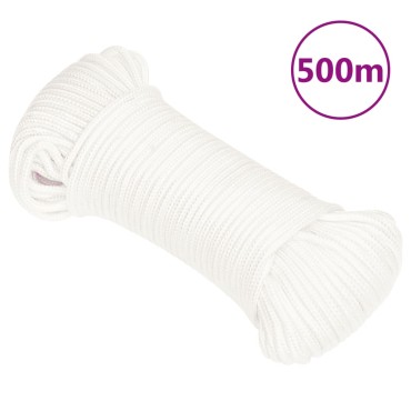 vidaXL Σχοινί Ναυτιλίας Ολόλευκο 4 χιλ. 500 μ. από Πολυπροπυλένιο