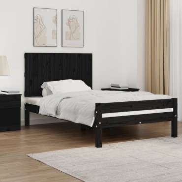 vidaXL Κεφαλάρι Τοίχου Μαύρο 108x3x60cm από Μασίφ Ξύλο Πεύκου 1 τεμ.