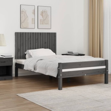 vidaXL Κεφαλάρι Τοίχου Γκρι 108x3x60cm από Μασίφ Ξύλο Πεύκου 1 τεμ.