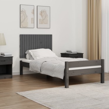 vidaXL Κεφαλάρι Τοίχου Γκρι 95,5x3x60cm από Μασίφ Ξύλο Πεύκου 1 τεμ.