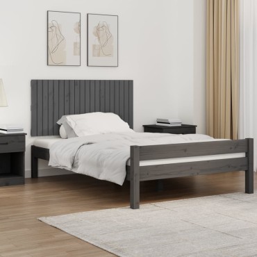 vidaXL Κεφαλάρι Τοίχου Γκρι 127,5x3x60cm από Μασίφ Ξύλο Πεύκου 1 τεμ.