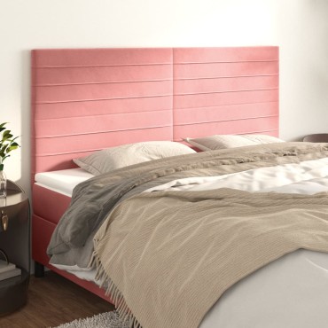 vidaXL Κεφαλάρια Κρεβατιού 4 τεμ. Ροζ 90x5x78/88cm Βελούδινο