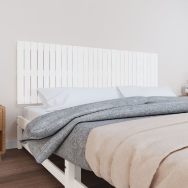 vidaXL Κεφαλάρι Τοίχου Λευκό 185x3x60cm από Μασίφ Ξύλο Πεύκου 1 τεμ.