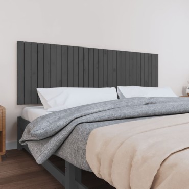 vidaXL Κεφαλάρι Τοίχου Γκρι 185x3x60cm από Μασίφ Ξύλο Πεύκου 1 τεμ.
