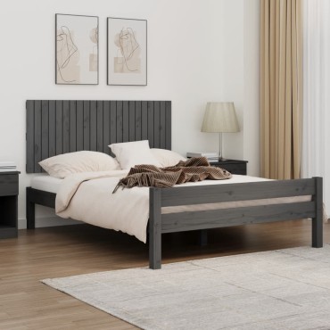 vidaXL Κεφαλάρι Τοίχου Γκρι 140x3x60cm από Μασίφ Ξύλο Πεύκου 1 τεμ.