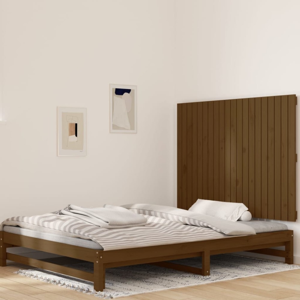 vidaXL Κεφαλάρι Τοίχου Μελί 127,5x3x90cm από Μασίφ Ξύλο Πεύκου 1 τεμ.