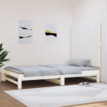 vidaXL Κεφαλάρι Τοίχου Λευκό 108x3x90cm από Μασίφ Ξύλο Πεύκου 1 τεμ.