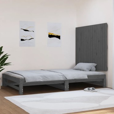 vidaXL Κεφαλάρι Τοίχου Γκρι 108x3x90cm από Μασίφ Ξύλο Πεύκου 1 τεμ.