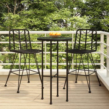 vidaXL Σκαμπό Μπαρ 2 τεμ. Μαύρα 45x56x103cm Ρατάν Πολυαιθ. & Χάλυβας