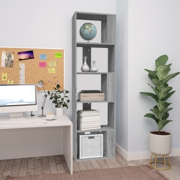 vidaXL Βιβλιοθήκη Γκρι Sonoma 45x24x160cm από Επεξεργασμένο Ξύλο 1 τεμ.