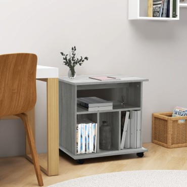 vidaXL Ντουλάπι Με Ροδάκια Γκρι Sonoma 60x45x60cm Επεξεργασμένο Ξύλο 1 τεμ.