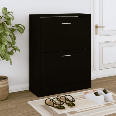 vidaXL Παπουτσοθήκη Μαύρη 63x24x81cm από Επεξεργασμένο Ξύλο