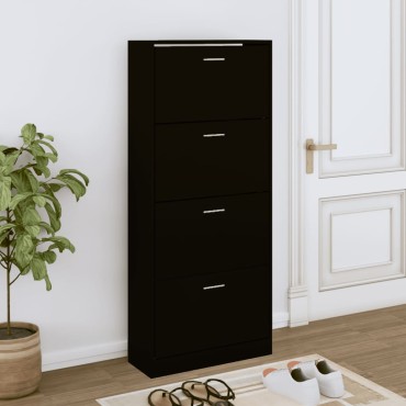 vidaXL Παπουτσοθήκη Μαύρη 63x24x147cm από Επεξεργασμένο Ξύλο