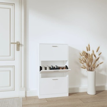 vidaXL Παπουτσοθήκη Λευκή 59x17x108cm από Επεξεργασμένο Ξύλο