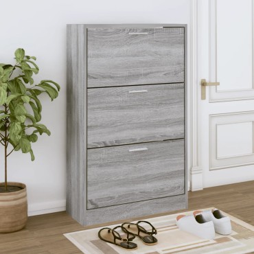 vidaXL Παπουτσοθήκη Γκρι Sonoma 63x24x103cm από Επεξεργασμένο Ξύλο
