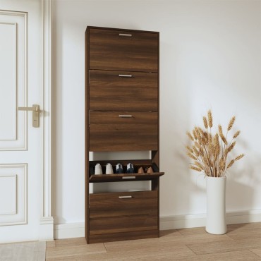 vidaXL Παπουτσοθήκη Καφέ Δρυς 59x17x169cm από Επεξεργασμένο Ξύλο